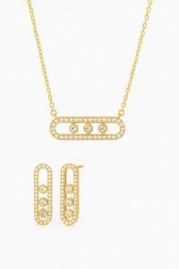 Verona ékszerszett  – aranyszínű cirkónia nyaklánc és fülbevaló